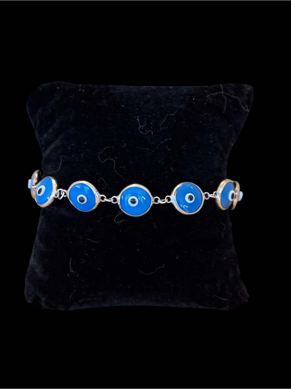 Evil Eye Good Luck Sterling Silver Bracelet with Blue VINTAGE